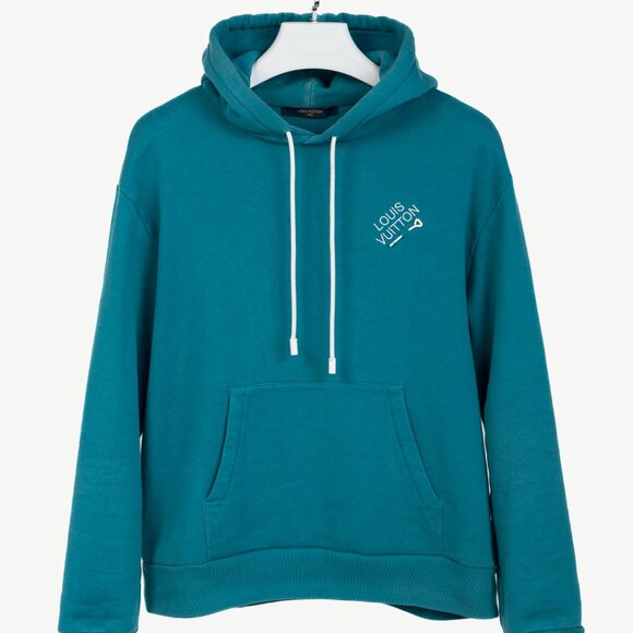 Louis Vuitton Pigeon Blue Embroidered Signature Cotton Hoodie - Picture 2 of 14